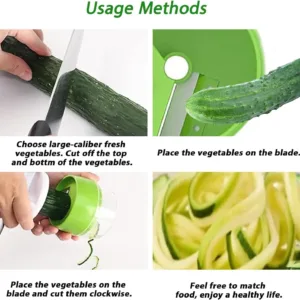 This handheld vegetable spiralizer effortlessly creates veggie noodles from carrots, cucumbers, potatoes, and other vegetables.