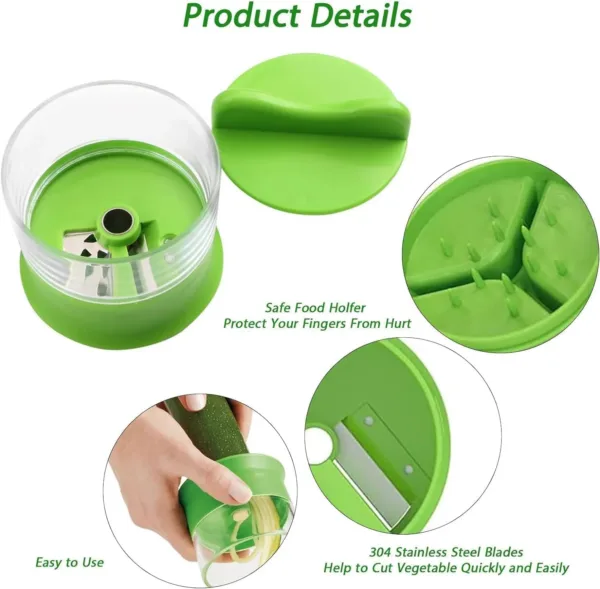 This handheld vegetable spiralizer effortlessly creates veggie noodles from carrots, cucumbers, potatoes, and other vegetables.