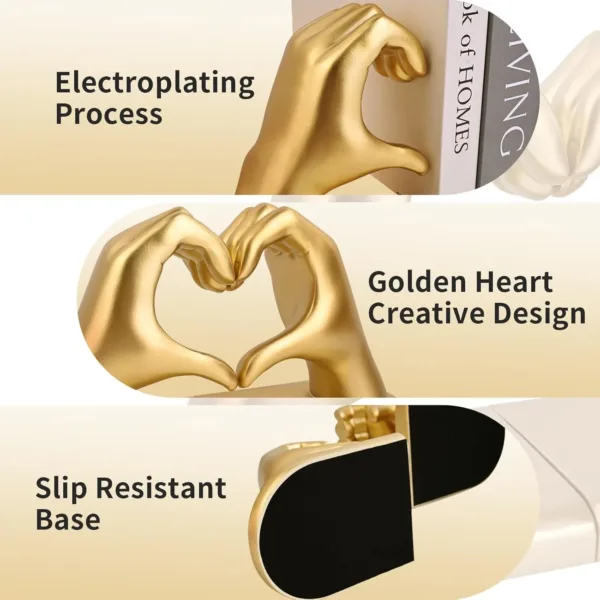 heart bookends gold holder 3