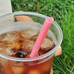 This set of 100 individually wrapped, disposable, heart-shaped pink plastic straws adds a touch of lovely, bright mood to daily drinks, parties, celebrations, picnics, and bridal showers.