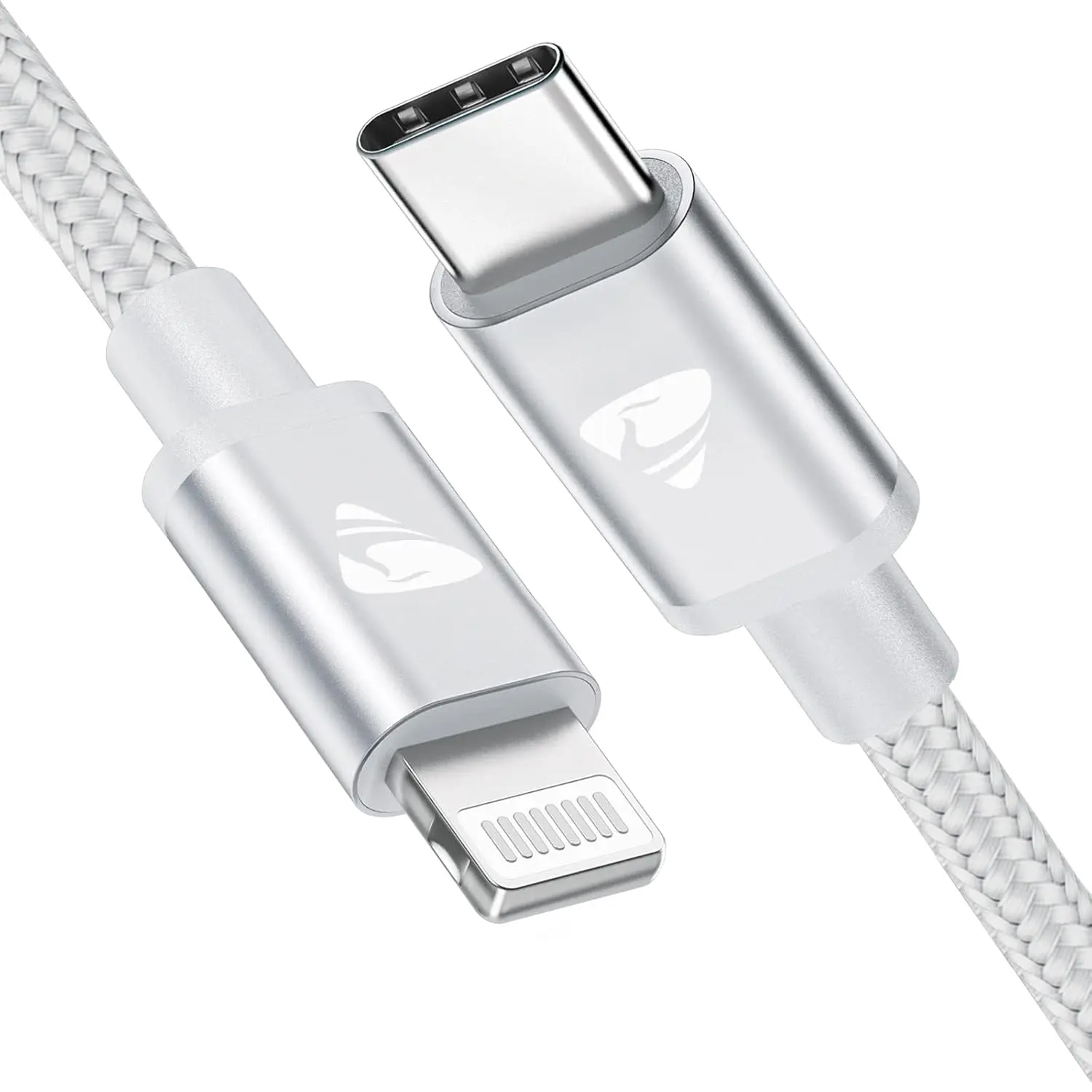 A 2M Aioneus iPhone Charger Cable with USB C to Lightning connectors, designed for fast charging of compatible iPhones and iPads, ensuring a reliable and durable connection for both power and data transfer.