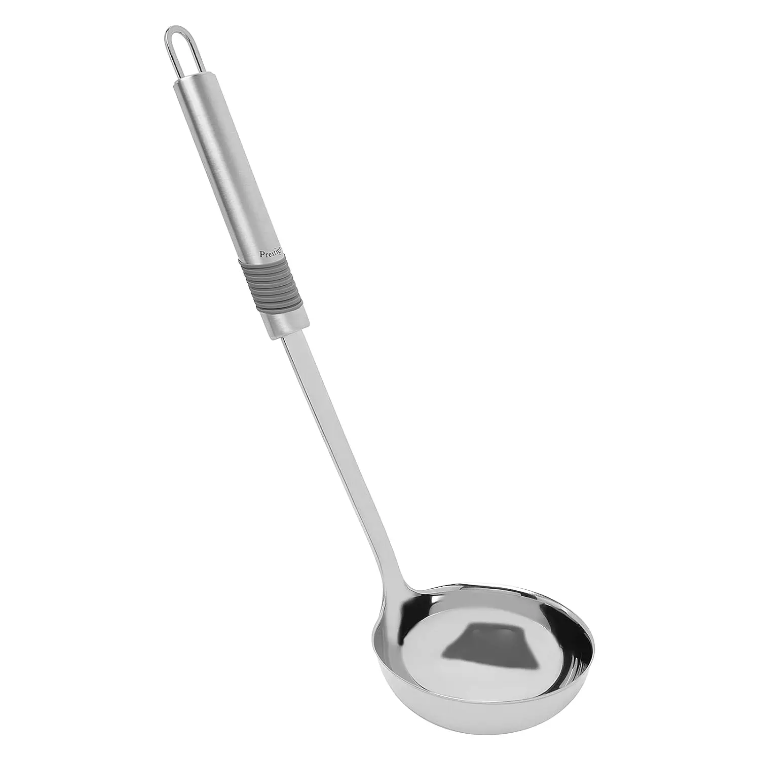 This stainless steel kitchen utensil set includes a masher, spaghetti server, whisk, ladle, turner, strainer spoon and stand, offering a stylish and functional solution for your cooking needs.