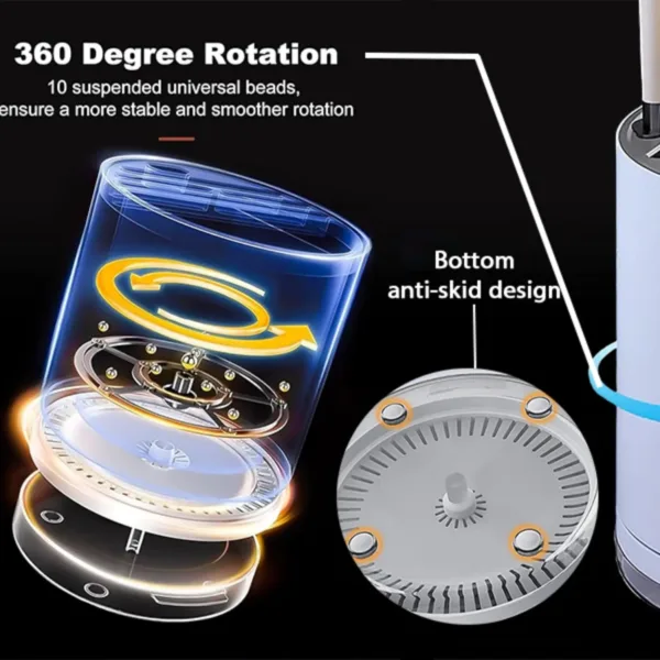 This white and gray universal knife block and cutlery organizer stores up to 14 knives, scissors, forks, and spoons while saving countertop space and keeping blades sharp with its rust-proof design and drain tray.