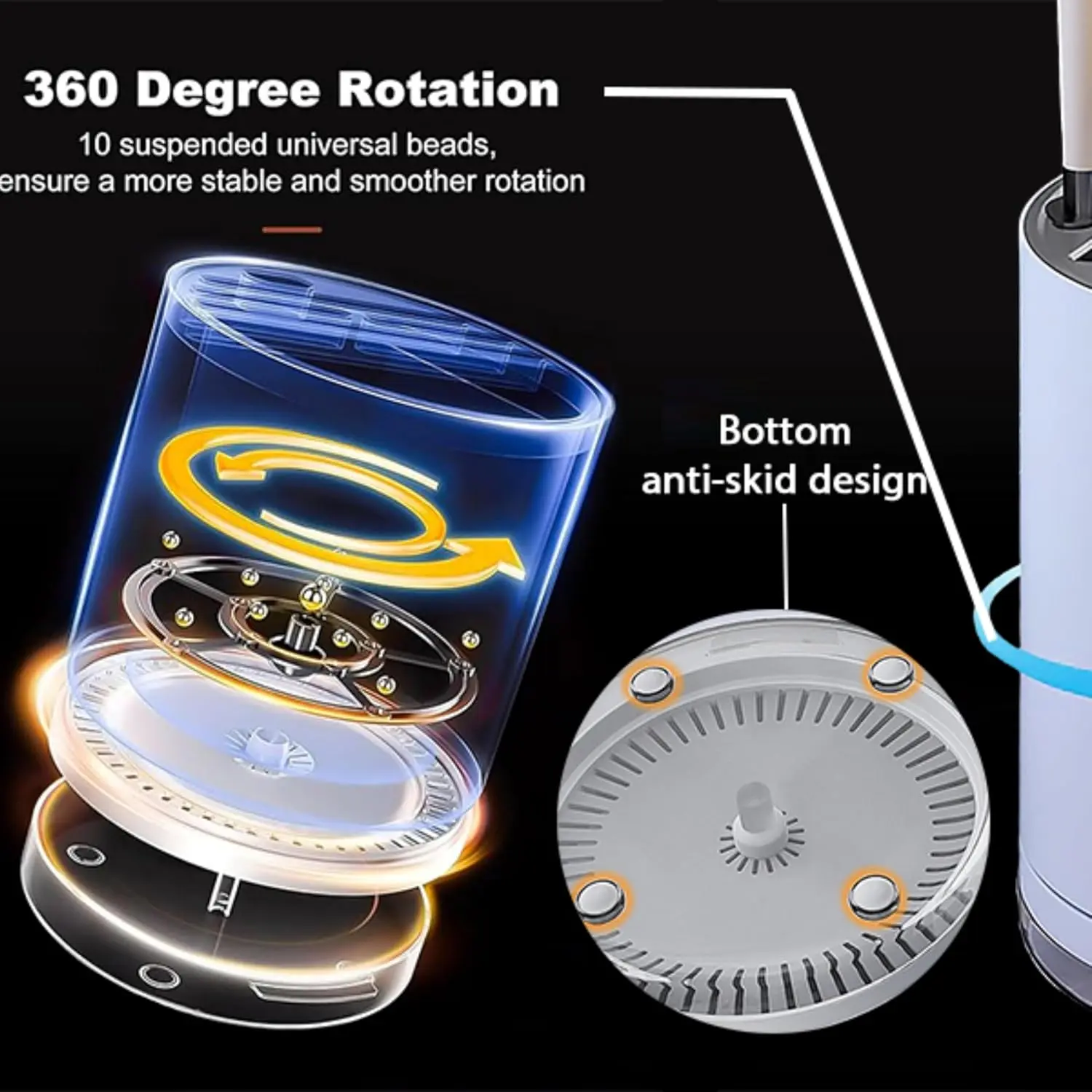 This white and gray universal knife block and cutlery organizer stores up to 14 knives, scissors, forks, and spoons while saving countertop space and keeping blades sharp with its rust-proof design and drain tray.