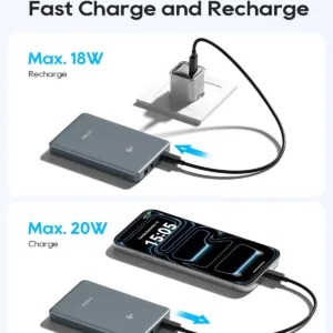 This is a grey Kuulaa 10000mAh Qi2 magnetic wireless power bank and portable charger, designed for fast 15W charging of iPhone 12-17 series and other mobile phones with PD20W USB-C output.