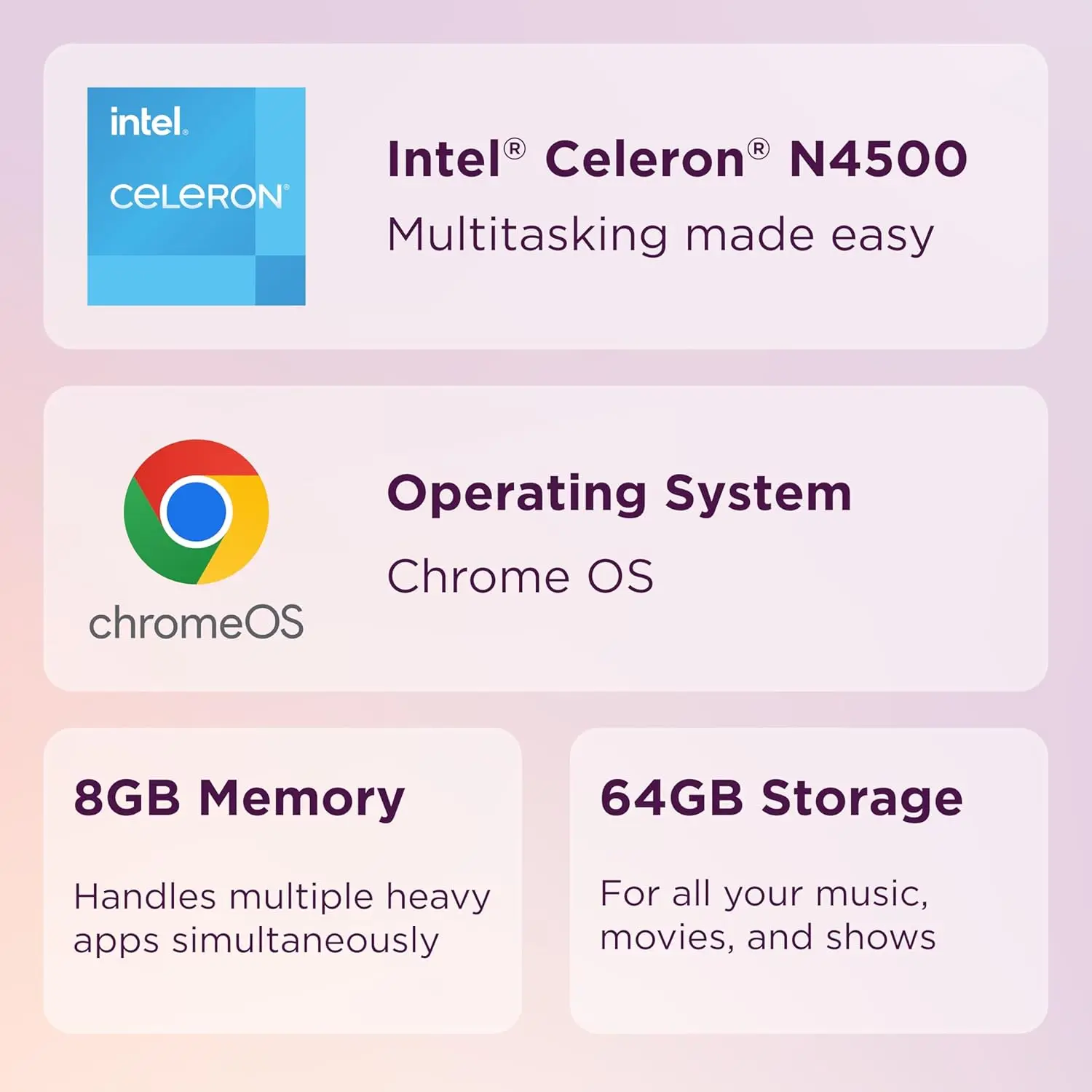 Abyss Blue Lenovo Chromebook 3i featuring a 15.6 inch Full HD display, powered by an Intel Celeron processor, and 64GB of storage for everyday use.