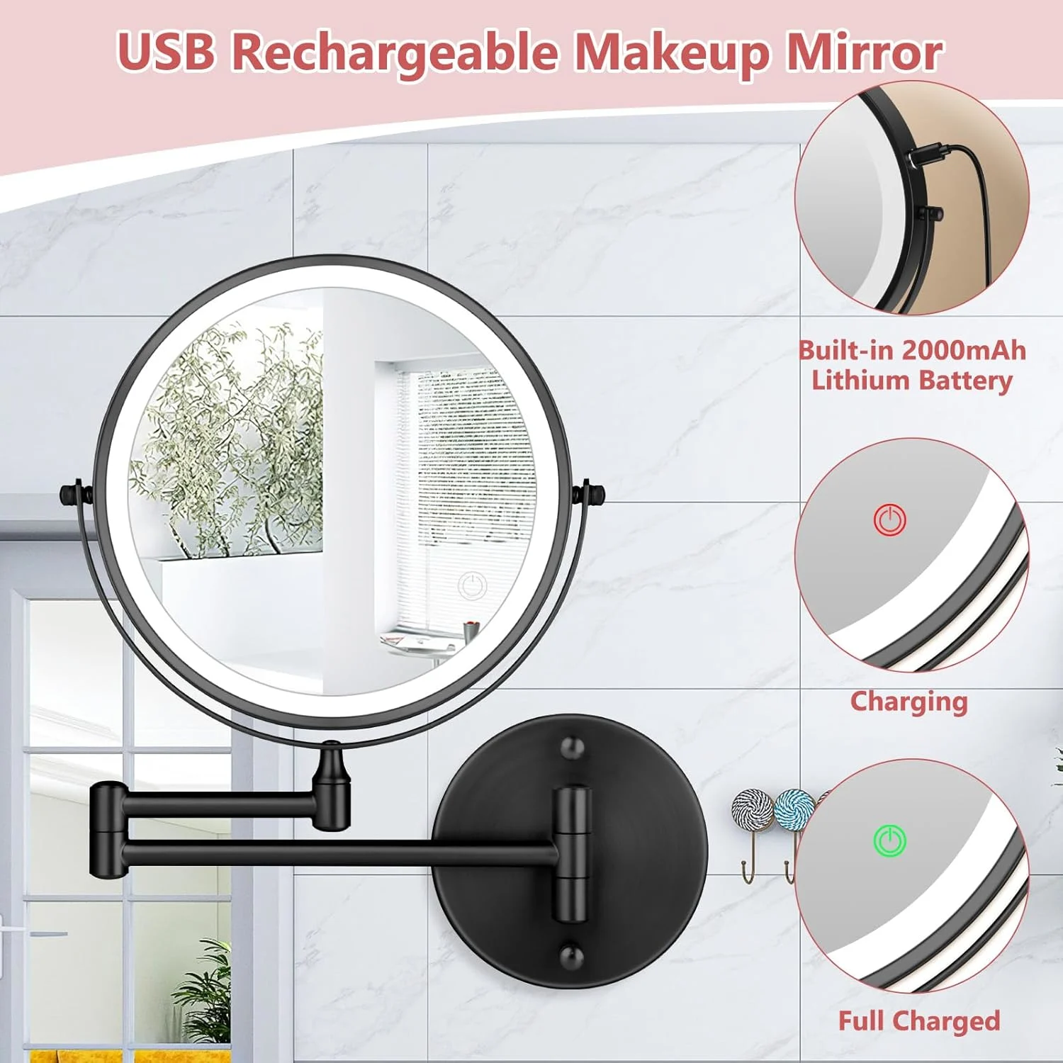 lighted makeup mirror wall 3