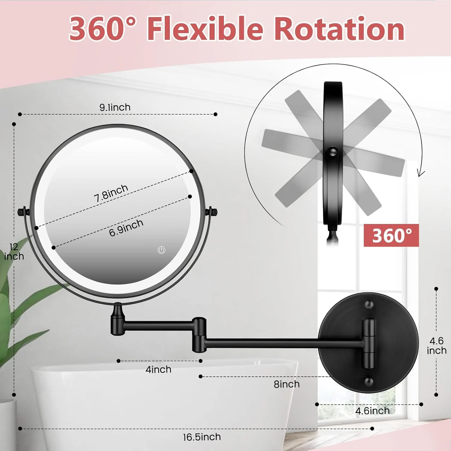 lighted makeup mirror wall 6