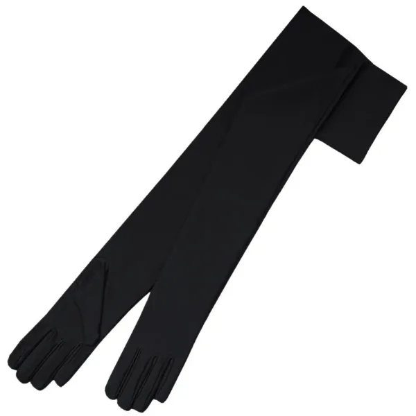These elegant 23.5-inch long, matte satin opera gloves offer a comfortable 4-way stretch fit, perfect for formal events and costumes, fitting most hand sizes.