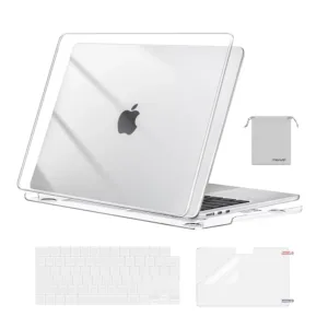 Crystal clear plastic case with keyboard cover and screen protector compatible with MacBook Air 13 inch M4 M3 M2 models A3240 A3113 and A2681 with Touch ID released from 2022 to 2026.