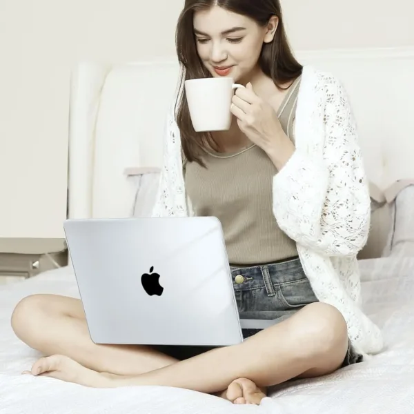 Crystal clear plastic case with keyboard cover and screen protector compatible with MacBook Air 13 inch M4 M3 M2 models A3240 A3113 and A2681 with Touch ID released from 2022 to 2026.