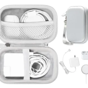 This handy CaseSack carrying case provides excellent protection for a MacBook Air Pro charger, iPhone MagSafe charger, USB C hub, and multiport adapter.
