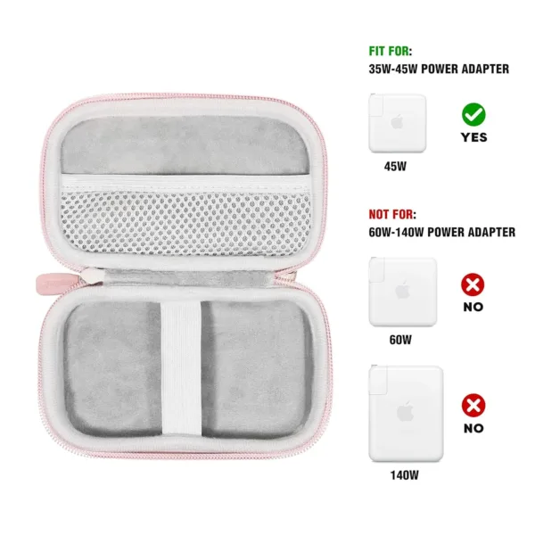 This handy CaseSack carrying case provides excellent protection for a MacBook Air Pro charger, iPhone MagSafe charger, USB C hub, and multiport adapter.