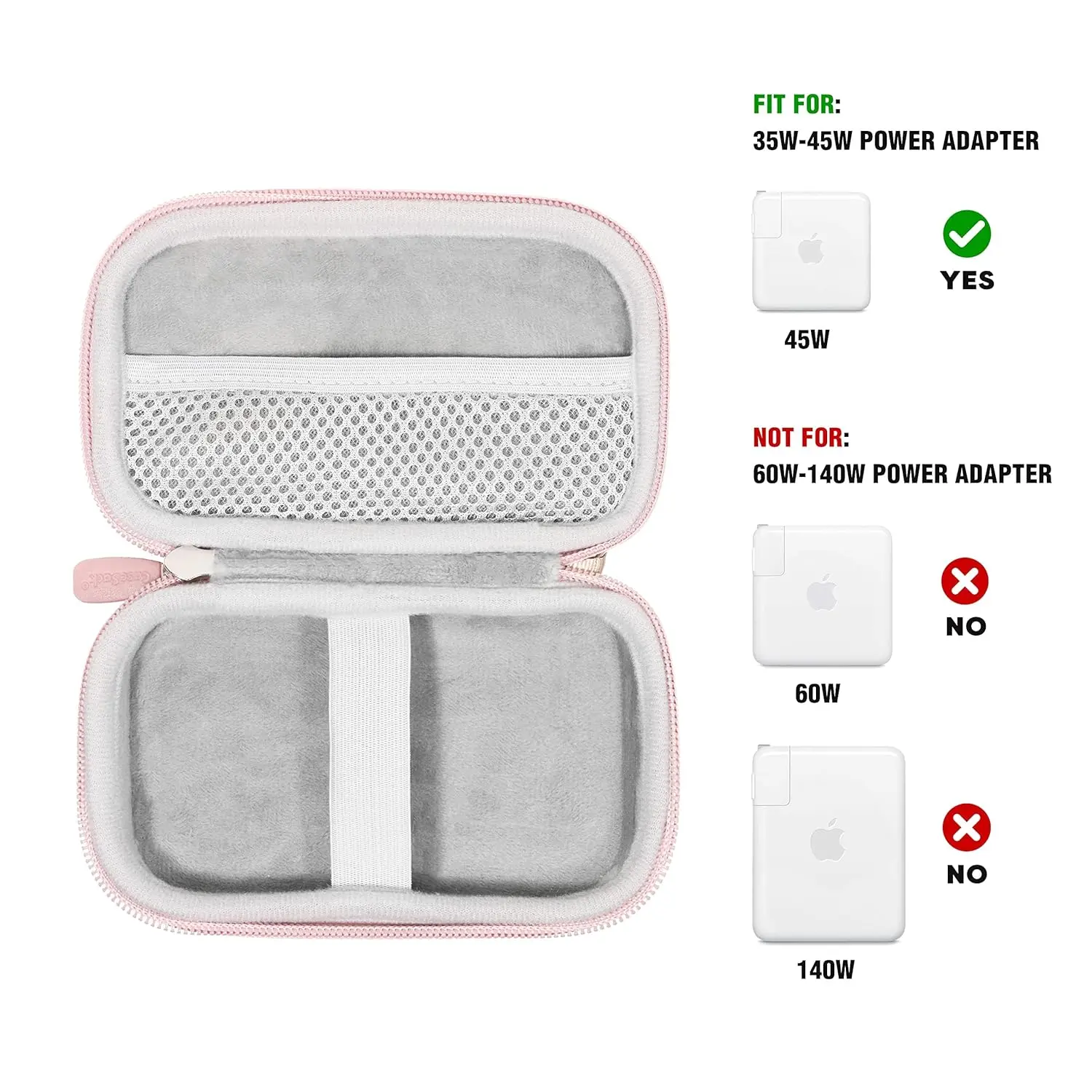 This handy CaseSack carrying case provides excellent protection for a MacBook Air Pro charger, iPhone MagSafe charger, USB C hub, and multiport adapter.