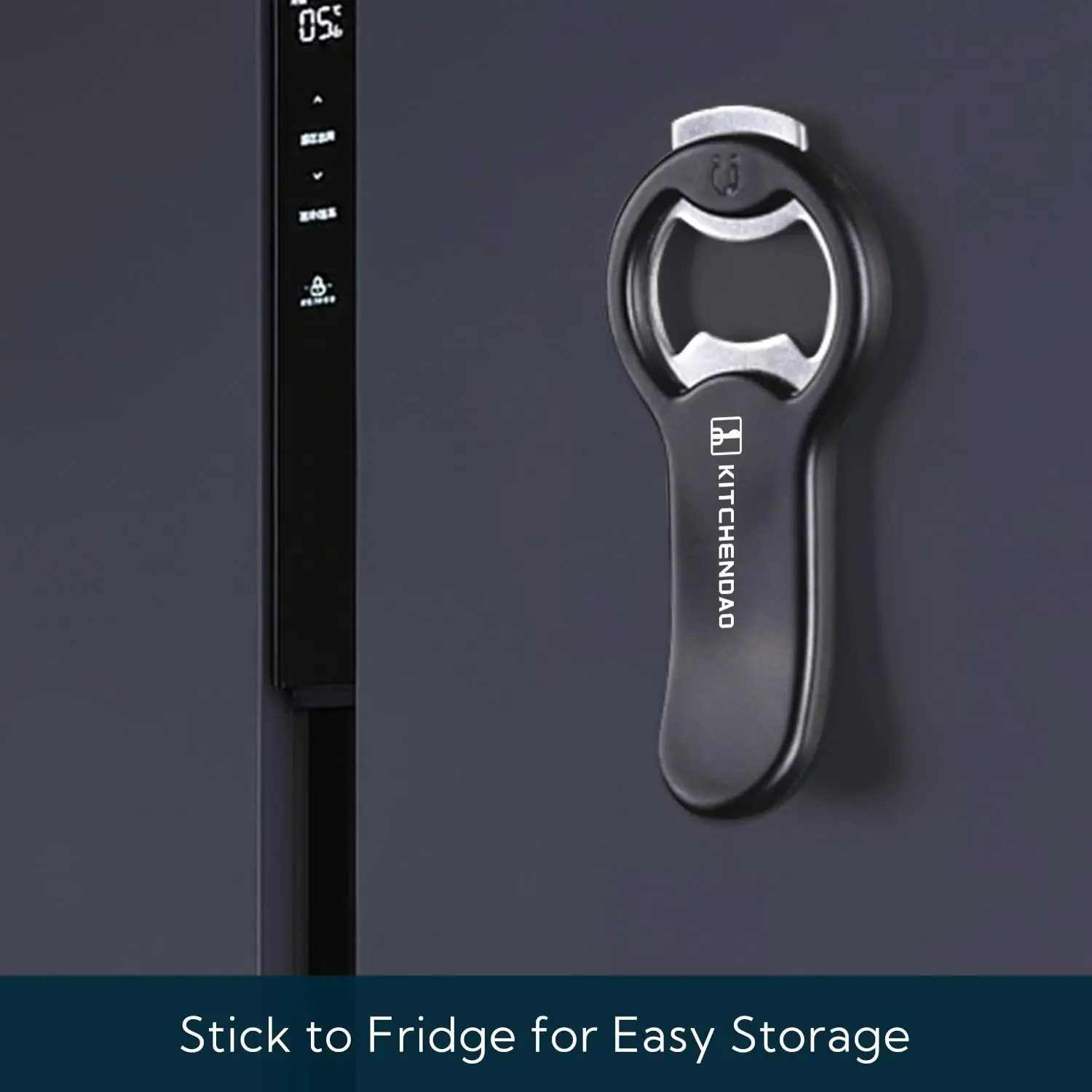 This 2-pack of KITCHENDAO magnetic beer bottle openers with cap catchers are perfect for opening beer and soda cans, and easily sticks to your refrigerator for convenient storage.