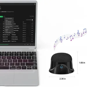 This is a portable magnetic Bluetooth speaker that features a strong magnet for easy adsorption to metal surfaces, offers 5W stereo sound, deep bass, and 9 hours of playtime, and is compatible with iPhone 12/13/14.