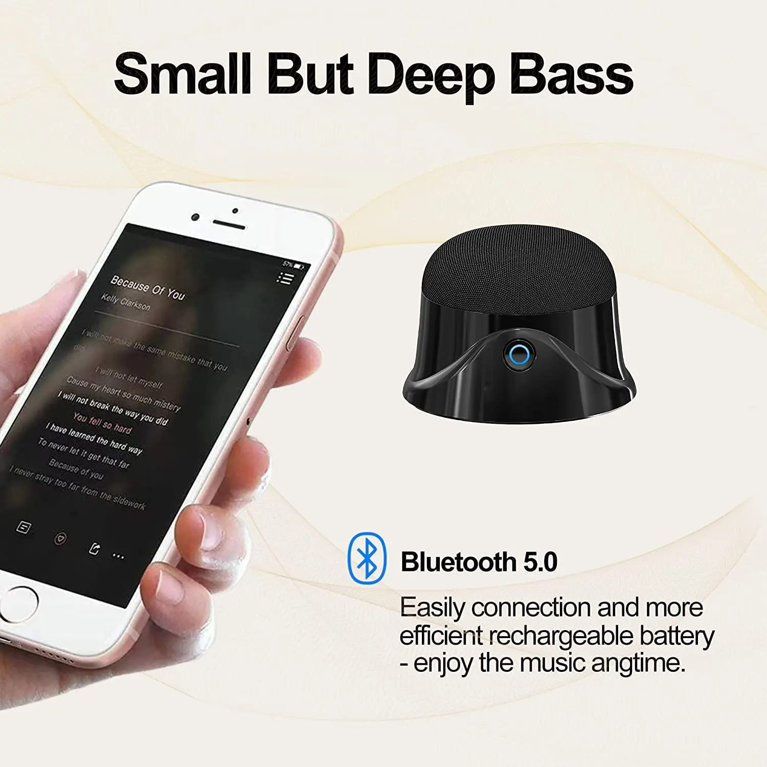 This is a portable magnetic Bluetooth speaker that features a strong magnet for easy adsorption to metal surfaces, offers 5W stereo sound, deep bass, and 9 hours of playtime, and is compatible with iPhone 12/13/14.