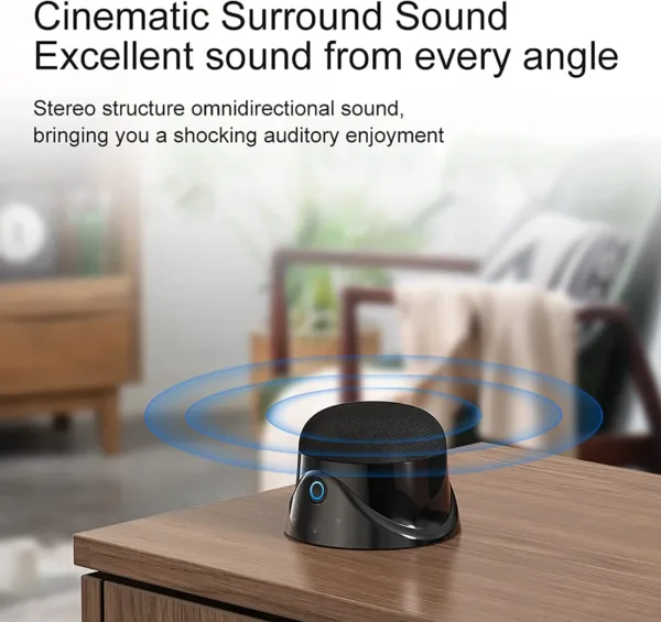 This is a portable magnetic Bluetooth speaker that features a strong magnet for easy adsorption to metal surfaces, offers 5W stereo sound, deep bass, and 9 hours of playtime, and is compatible with iPhone 12/13/14.
