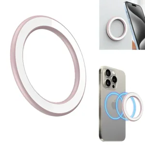 This red magnetic wall mount sticker securely holds an iPhone 12, 13, 14, 15, or 16, or a phone with a Magsafe compatible case, to any flat surface, freeing your hands.