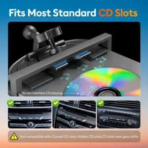 This MagSafe car mount charger securely holds an iPhone 16/15/14/13 and provides 15W fast wireless charging while conveniently attaching to a CD slot or dashboard using an included 3M adhesive pad.