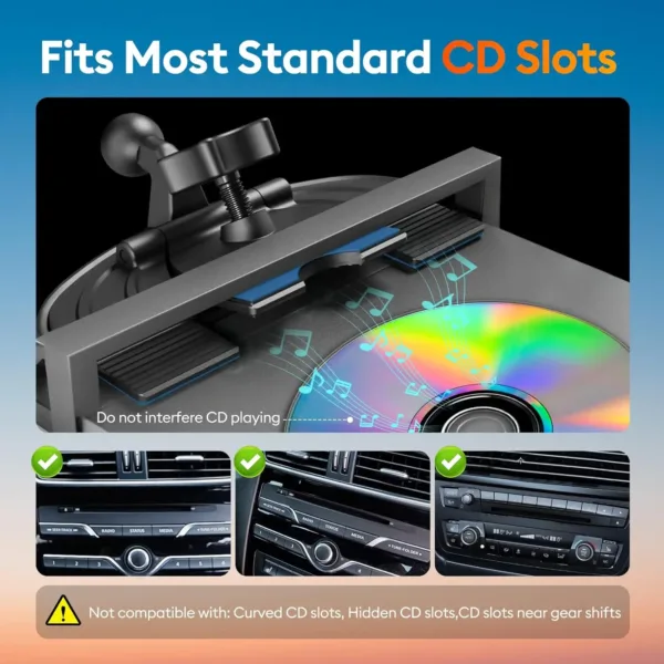 This MagSafe car mount charger securely holds an iPhone 16/15/14/13 and provides 15W fast wireless charging while conveniently attaching to a CD slot or dashboard using an included 3M adhesive pad.