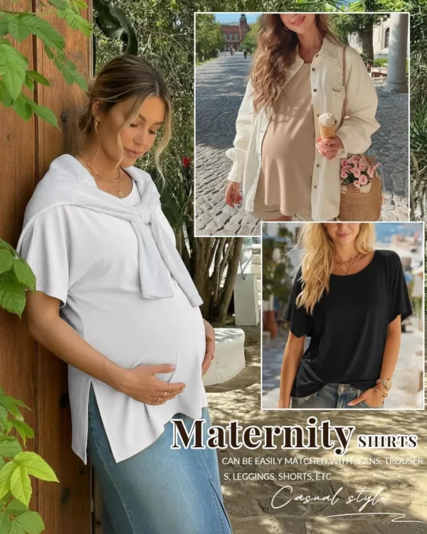 maternity shirts cotton tops 4