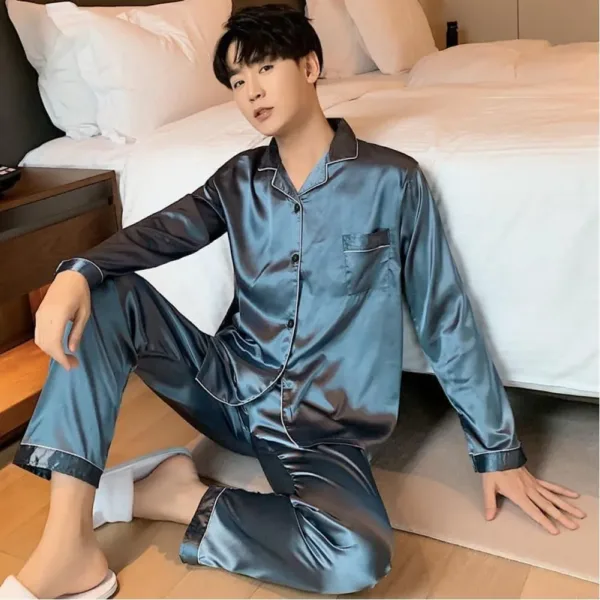 men pajamas silk satin 2