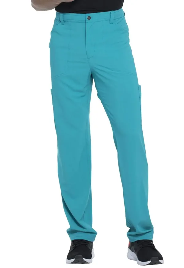 These men's natural rise straight leg pants feature a functional inside drawstring and a 29-inch inseam.