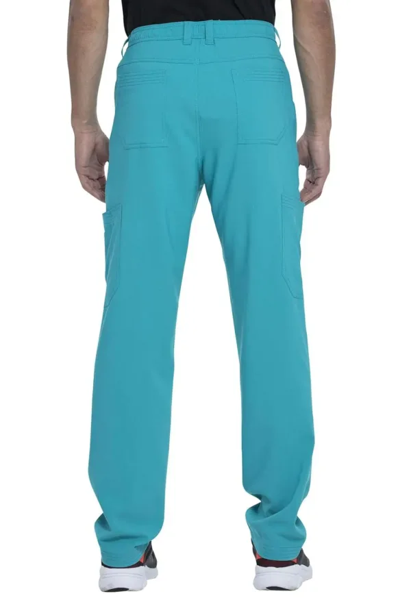 These men's natural rise straight leg pants feature a functional inside drawstring and a 29-inch inseam.