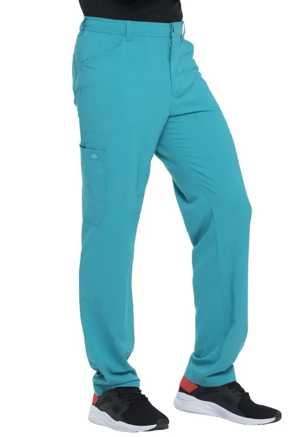 These men's natural rise straight leg pants feature a functional inside drawstring and a 29-inch inseam.