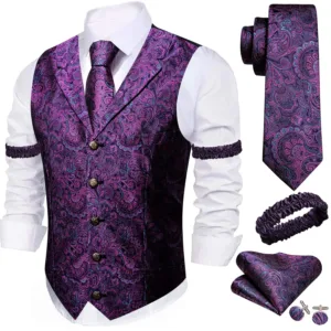 men vest set silk 1