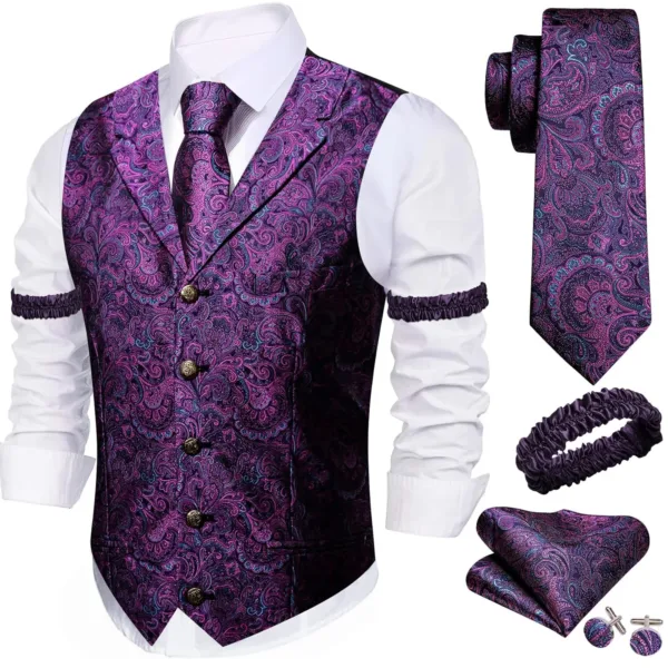 men vest set silk 1