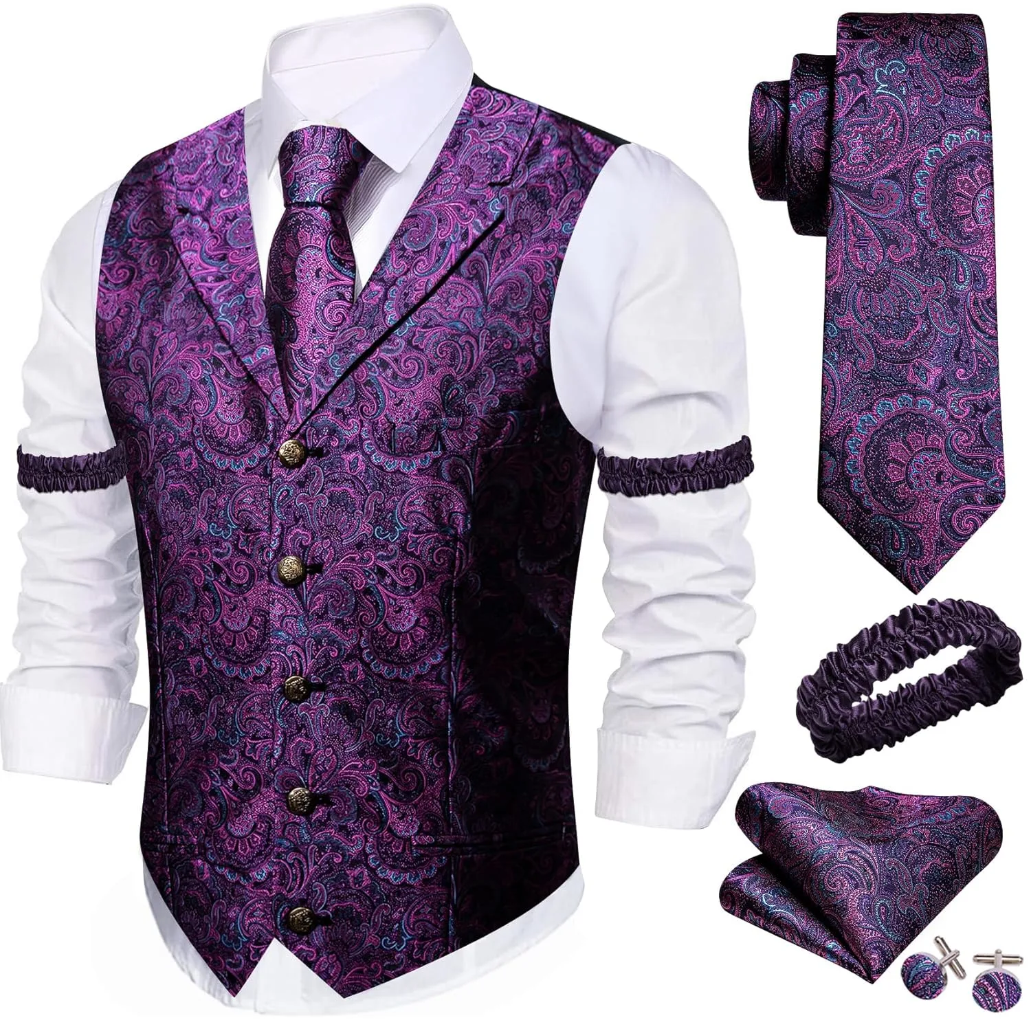 men vest set silk 1