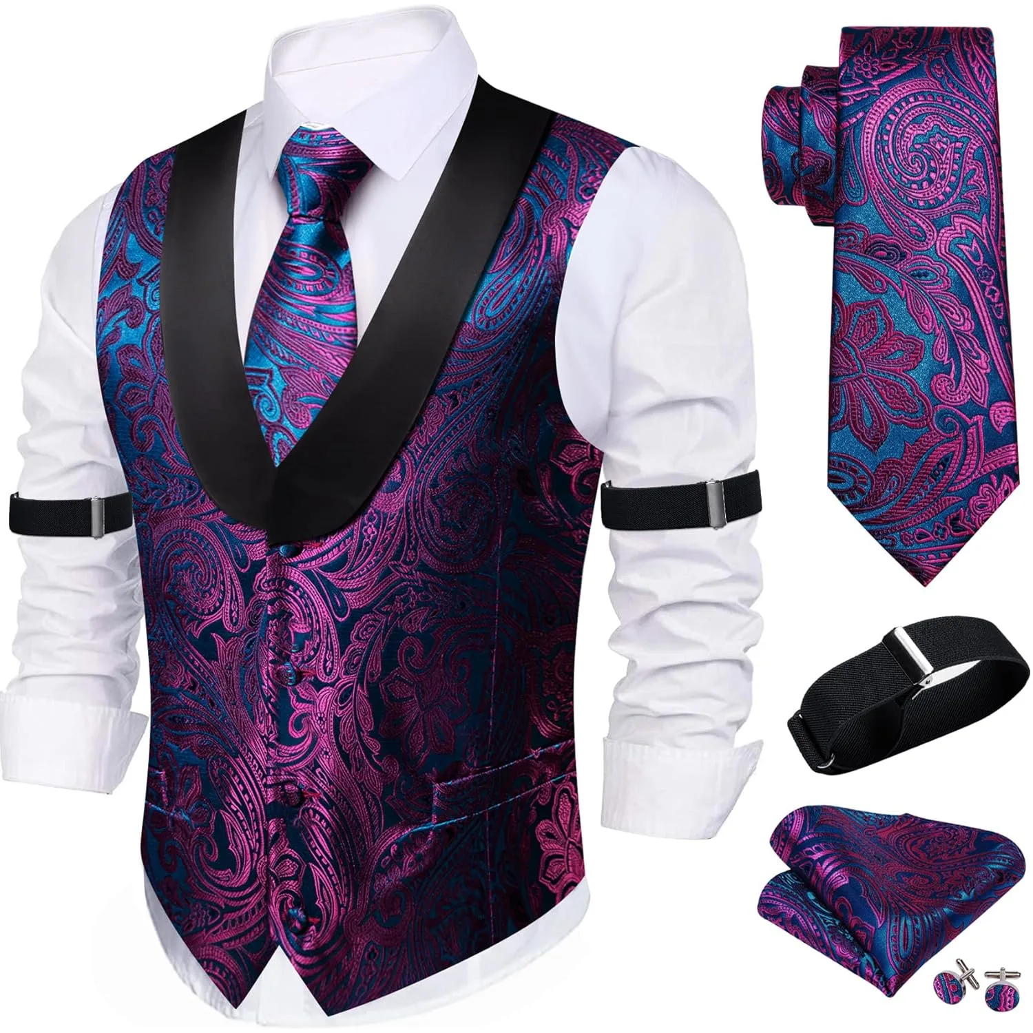 men vest set silk 6