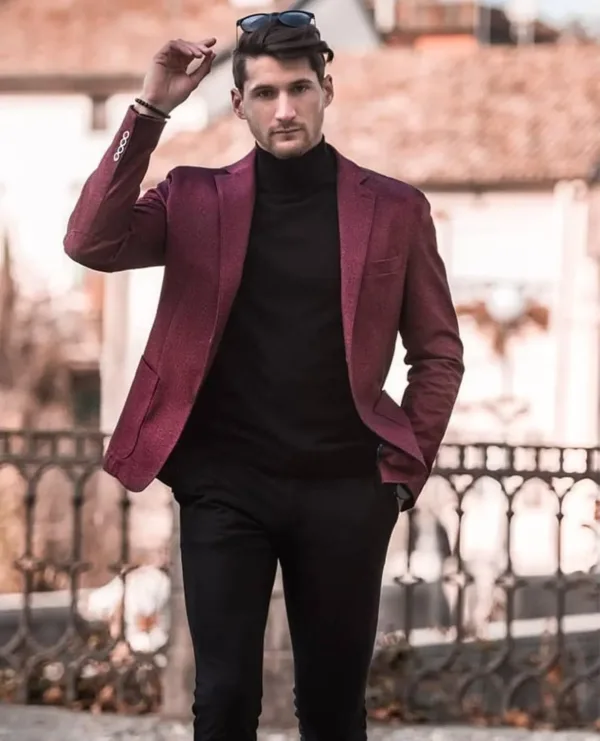 This men's casual slim fit blazer is crafted from a premium polyester blend, featuring a notched lapel, one-button closure, and multiple pockets, perfect for dressing up or down for any occasion.