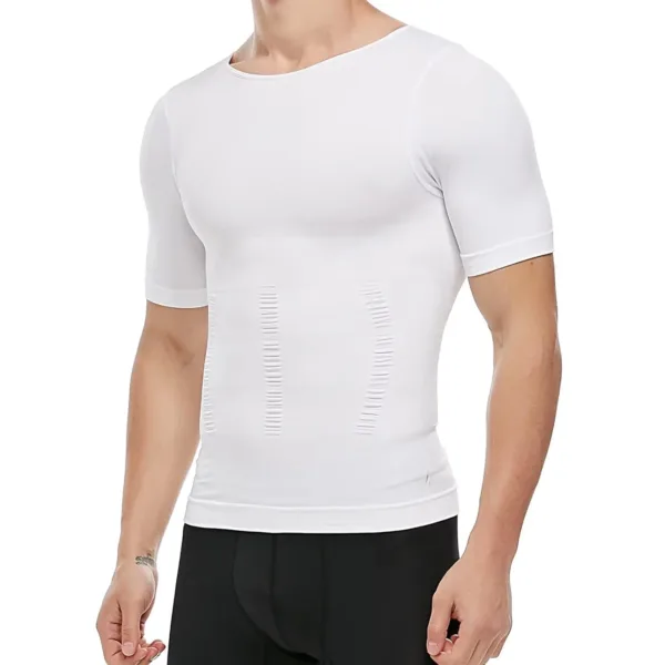 This men's slimming compression shirt tank top is designed to shape the body, flatten the stomach, and improve posture, providing an instant slimming effect under any clothes.