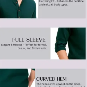 This stylish men's kurta features a modern mandarin collar, roll-up sleeves, and a comfortable cotton blend, perfect for casual or semi-formal wear.