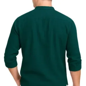 This stylish men's kurta features a modern mandarin collar, roll-up sleeves, and a comfortable cotton blend, perfect for casual or semi-formal wear.