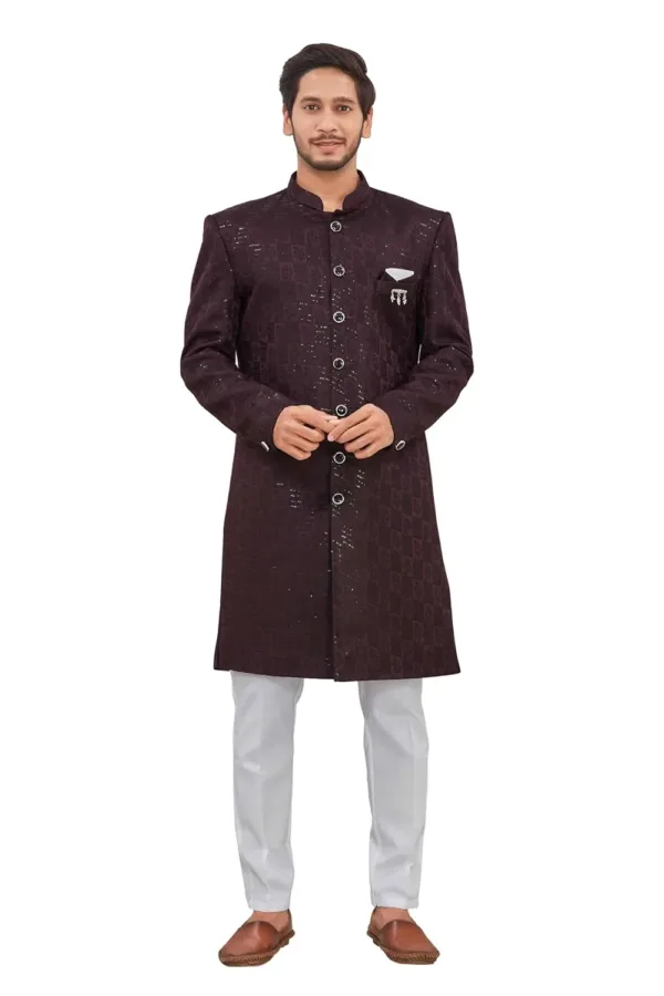 mens jacquard sherwani set 1