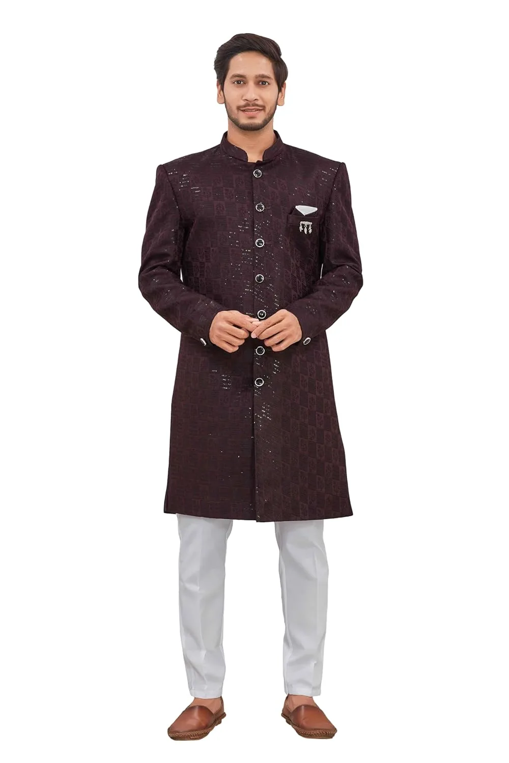 mens jacquard sherwani set 1