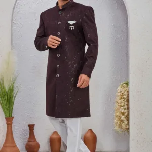 mens jacquard sherwani set 6