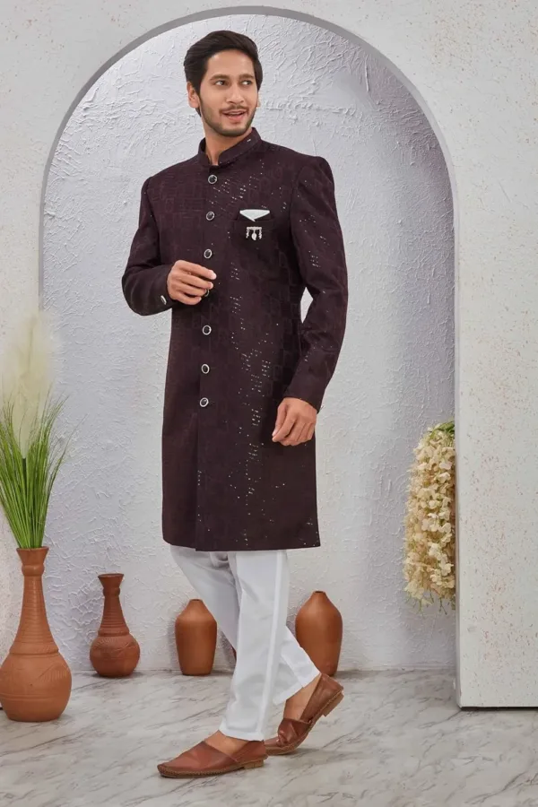 mens jacquard sherwani set 6