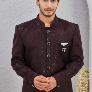 mens jacquard sherwani set 7