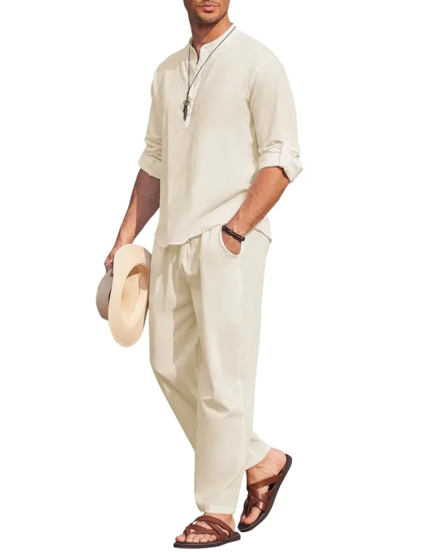 mens linen set beach 1