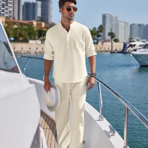 mens linen set beach 2