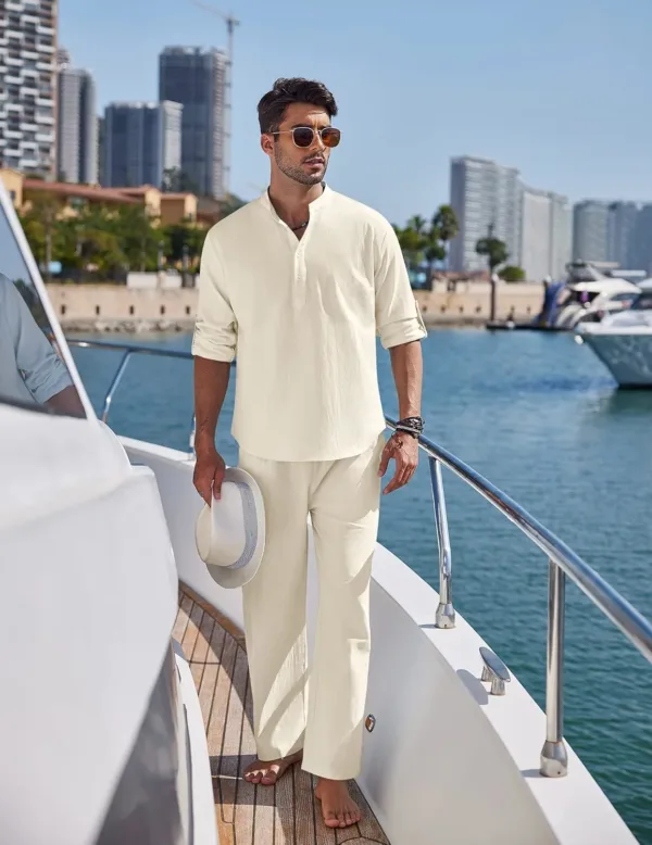 mens linen set beach 2