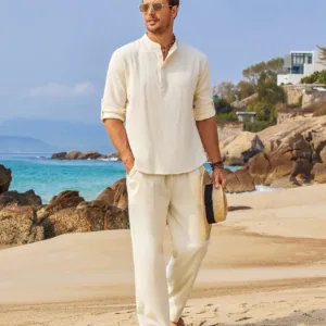 mens linen set beach 3