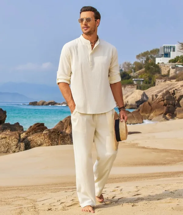 mens linen set beach 3