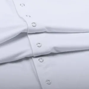 This men's short-sleeve onesie pajama is made from a soft, stretchy blend of polyester and spandex, featuring a comfortable crew neck and convenient snap closure for easy wear.