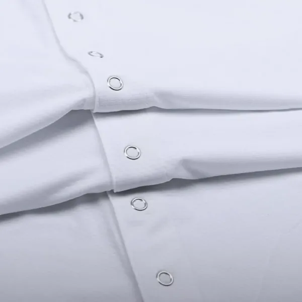 This men's short-sleeve onesie pajama is made from a soft, stretchy blend of polyester and spandex, featuring a comfortable crew neck and convenient snap closure for easy wear.